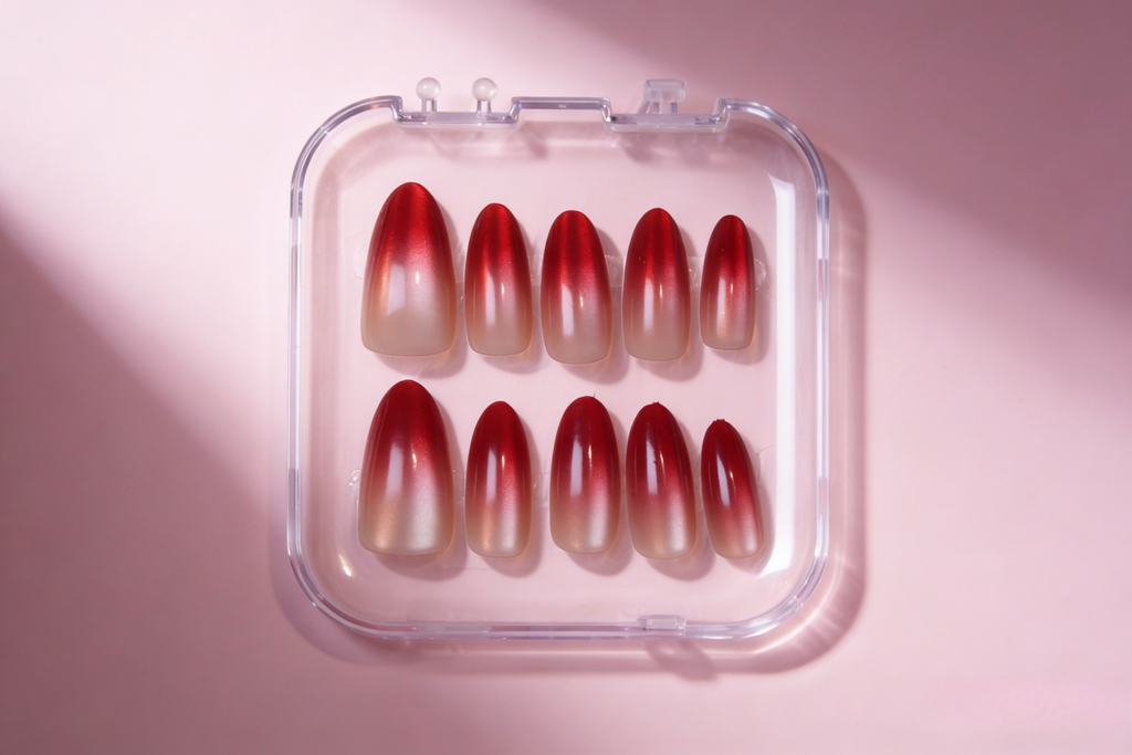 Crimson Ombré Press-On Nails