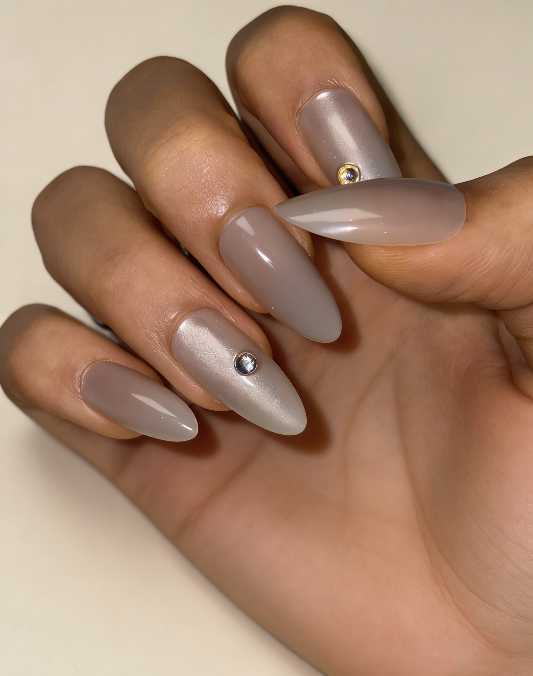 3D Taupe Chrome  Press-On Nails