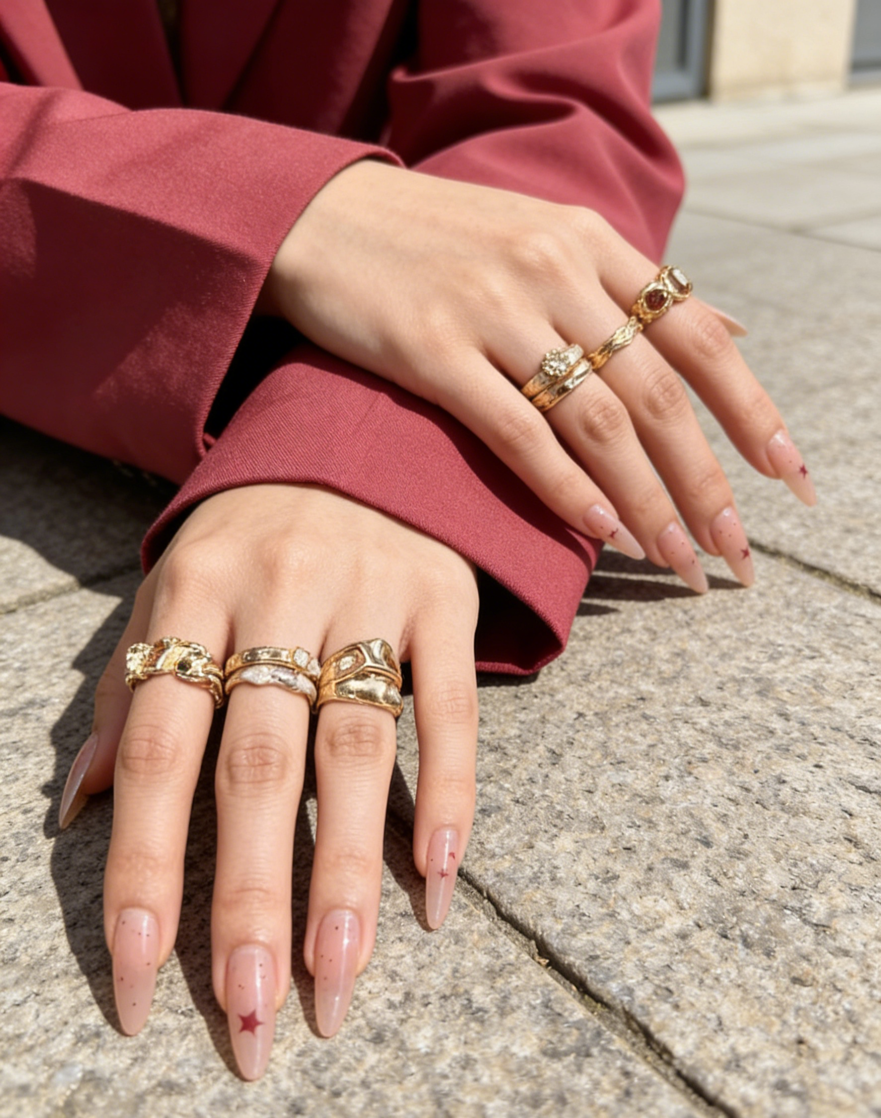 Blush Starry Glitter Press-On Nails