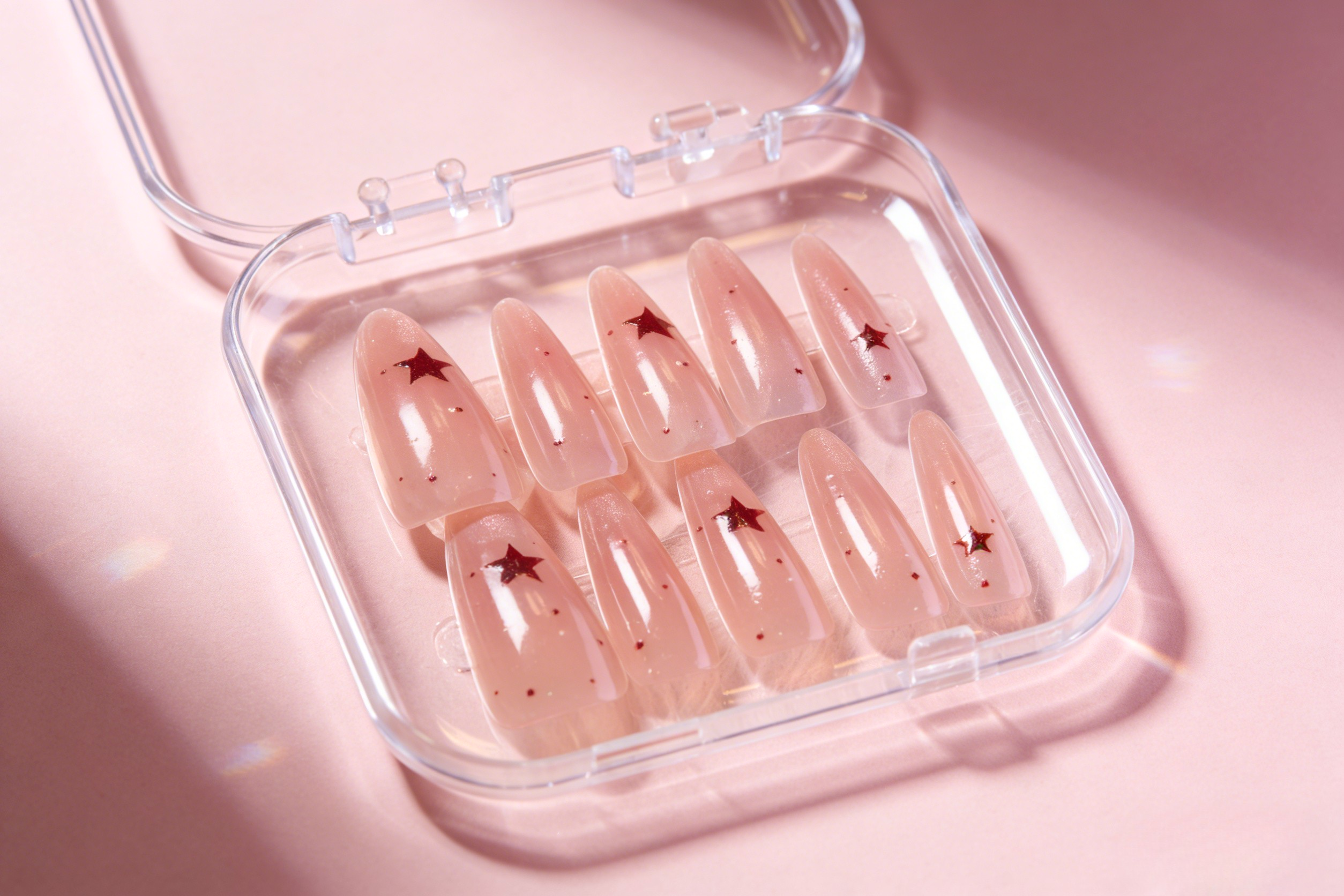 Blush Starry Glitter Press-On Nails